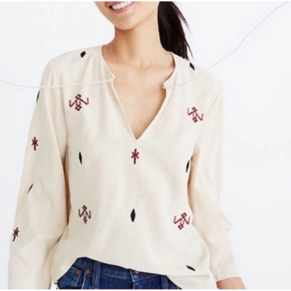NWT Madewell Embroidered Fringe Top